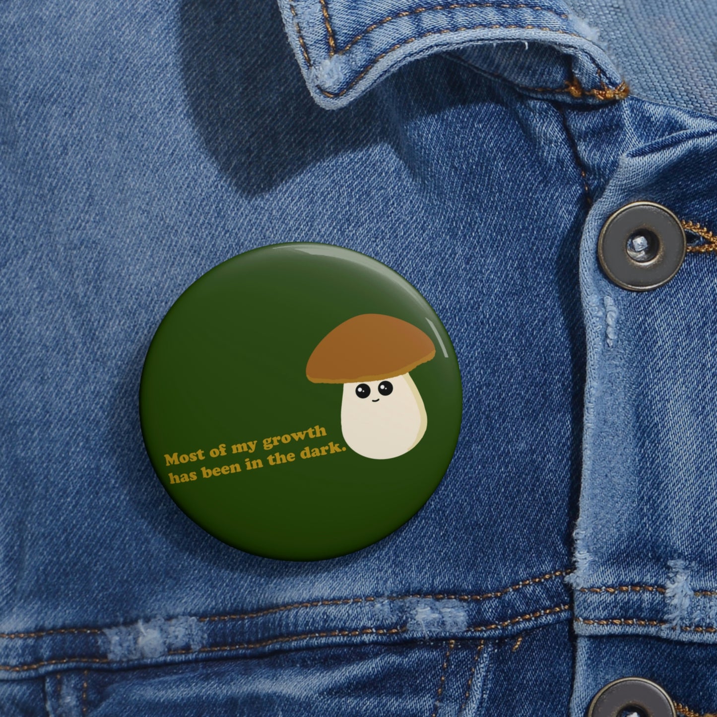 Mindful Mushroom Pin Button