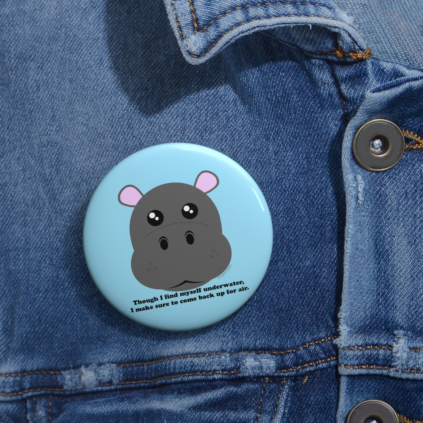 Humane Hippo Pin Button