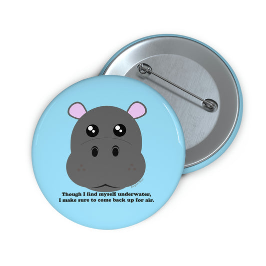 Humane Hippo Pin Button